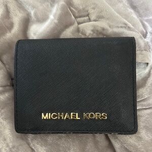 Michael Kors Black Card Holder with Gold Logo